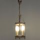 French vintage silver finished brass cylindrical glass 2 light hall lantern 3929
