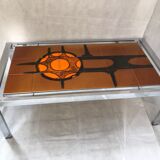 Metal and ceramic earthenware coffee table