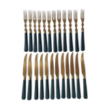 Ensemble ancien 24 couverts à dessert dorés