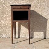 Solid oak bedside table and vintage compass legs