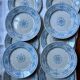 Set of 10 Sarreguemines “Balkan Blue” dessert plates / antique porcelain