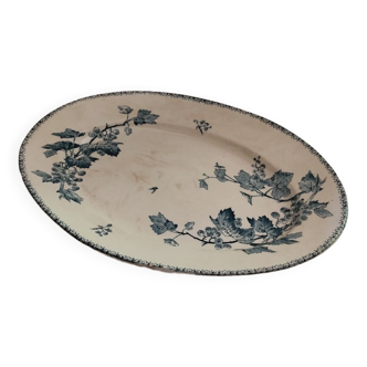 Oval opaque porcelain dish from Gien