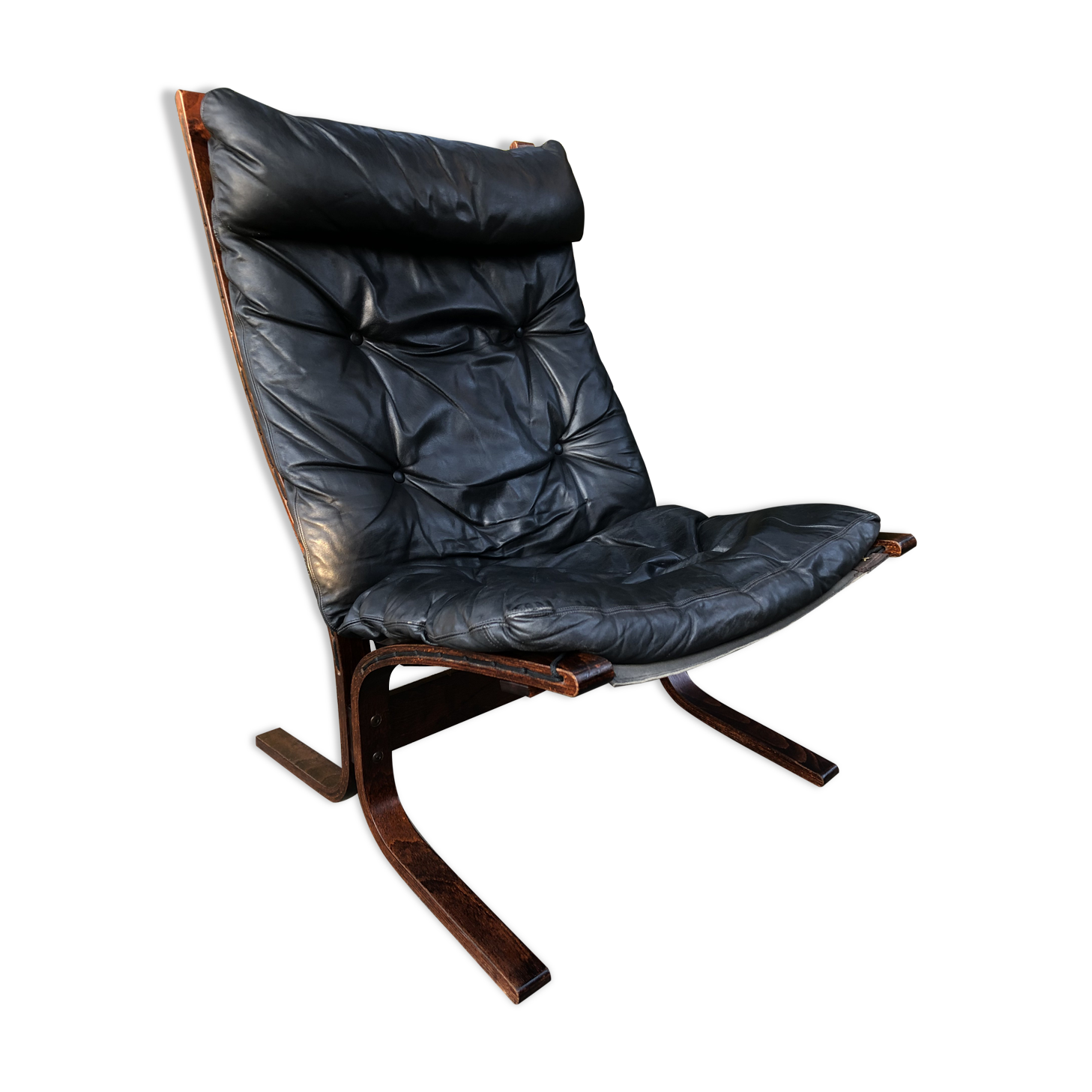 Vintage leather Siesta armchair by Ingmar Relling for Westnofa, 1960s