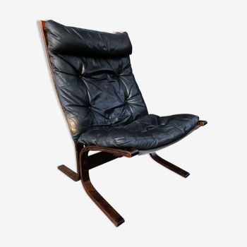 Vintage leather Siesta armchair by Ingmar Relling for Westnofa, 1960s