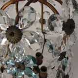 Suspension decorated with 42 blue and clear crystal flowers, Maison Baguès style, 1930s.