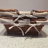 Dressed wicker baskets with two handles