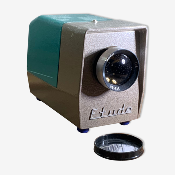 Projecteur de diapositive vintage URSS en métal émaillé bleu et gris marque Étude optique ampoule