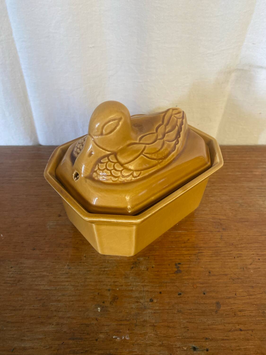 Terrine ancienne staub forme canard céramique beige france vintage