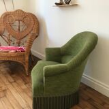 Green velvet toad armchair