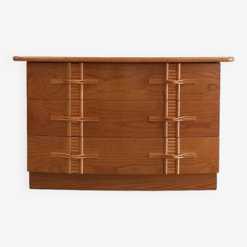 Vintage chest of drawers with bamboo and rattan details