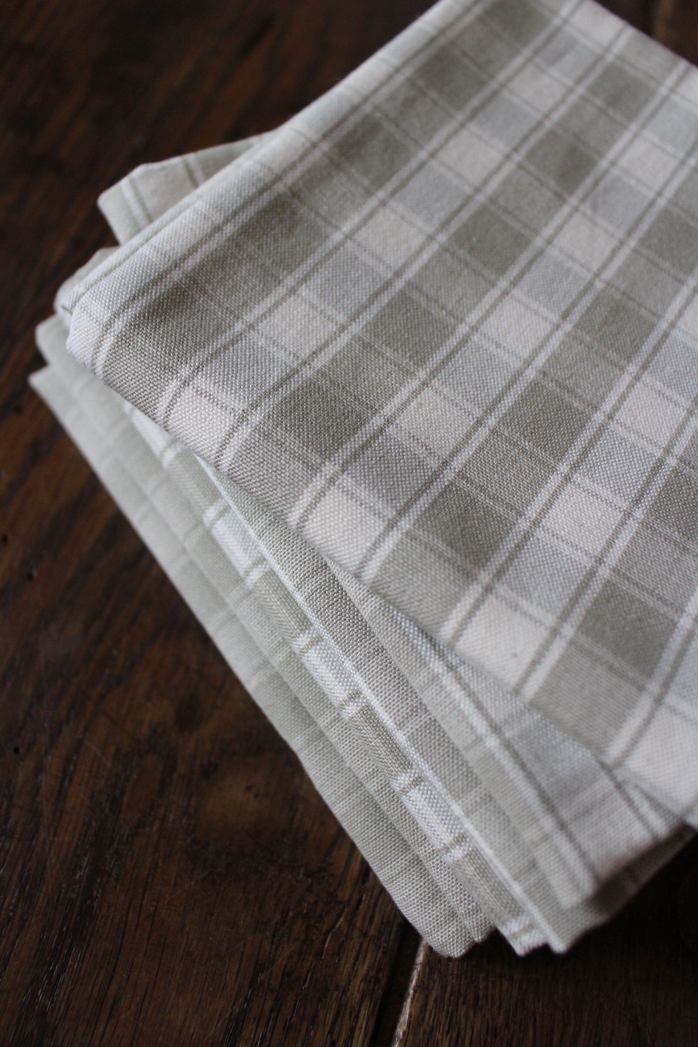 Lot 6 cotton napkins beige linen tiles