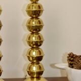 Pair Of Mid-Century Tall Swedish Brass Bobbin Lamps by  Kosta Elammatur, 1960/70's.