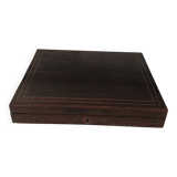 Complete mahogany wood game set with pawns, cards, and score pieces