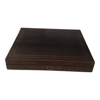 Complete mahogany wood game set with pawns, cards, and score pieces