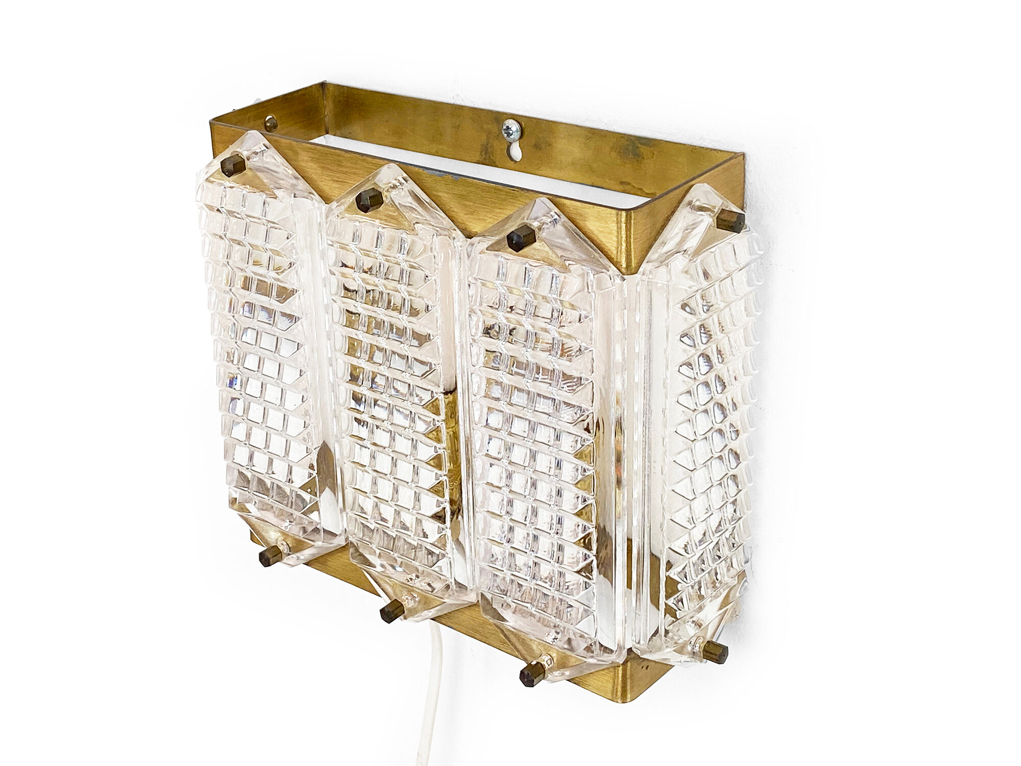Brass and glass wall light/sconce by Wiktor Berndt for Flygsfors. Sweden 1960s