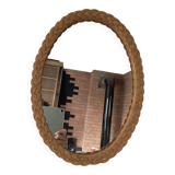 Vintage oval rattan mirror