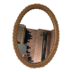 Vintage oval rattan mirror