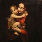 Antique religious painting Madonna and Child from the 18th century