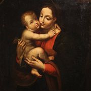 Peinture religieuse antique de la Madone et l'Enfant du XVIIIe siècle
