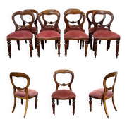 Suite de 8 chaises anglaises en acajou de style Victorien