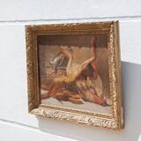 Peinture nature morte gibier, peinture encadrée, peinture ancienne
