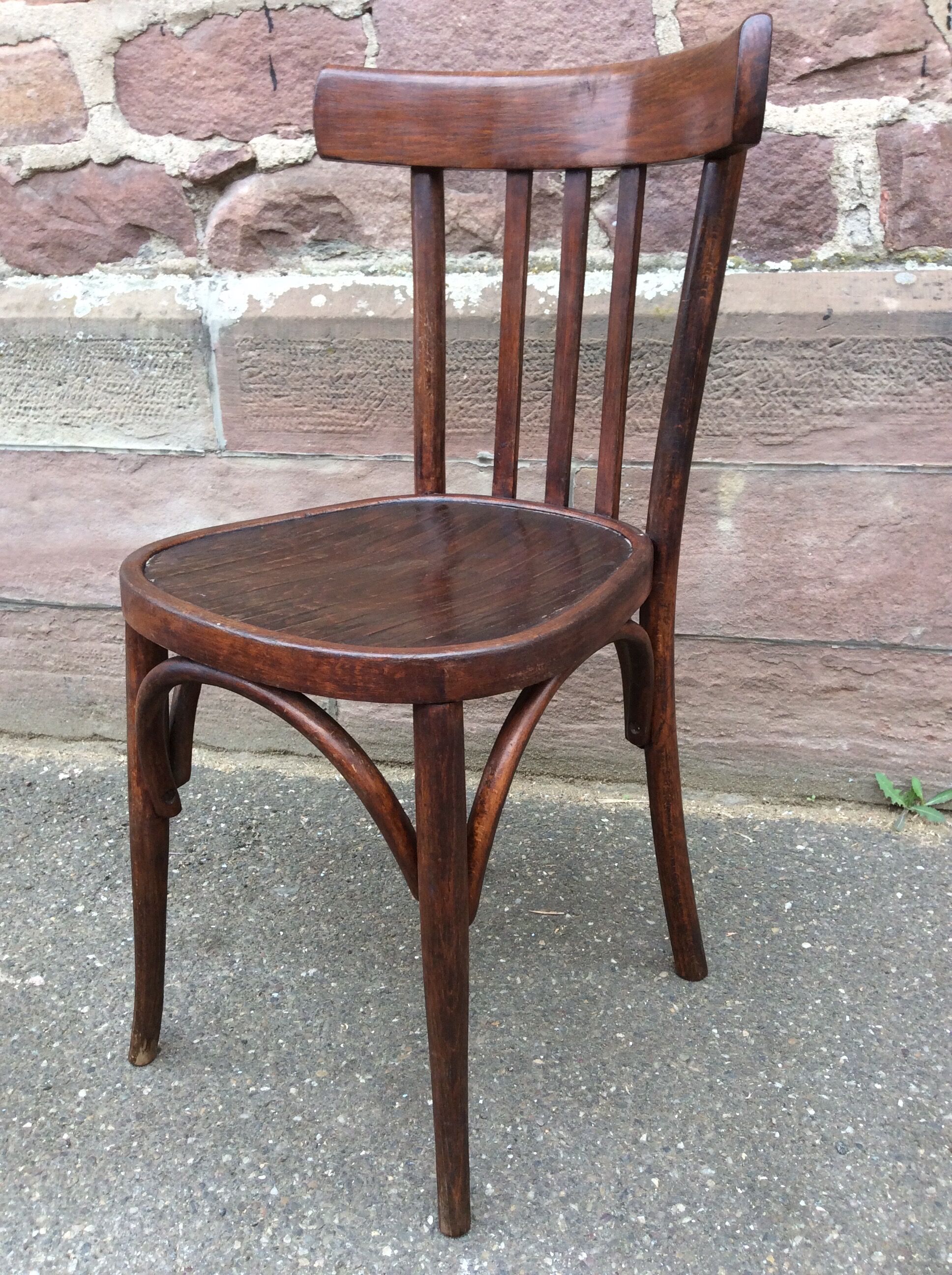 Lot of 2 wooden bistro chairs 1950