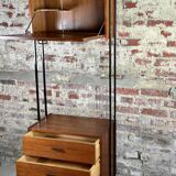 Bookcase Scandinavian modular storage unit in teak 1960