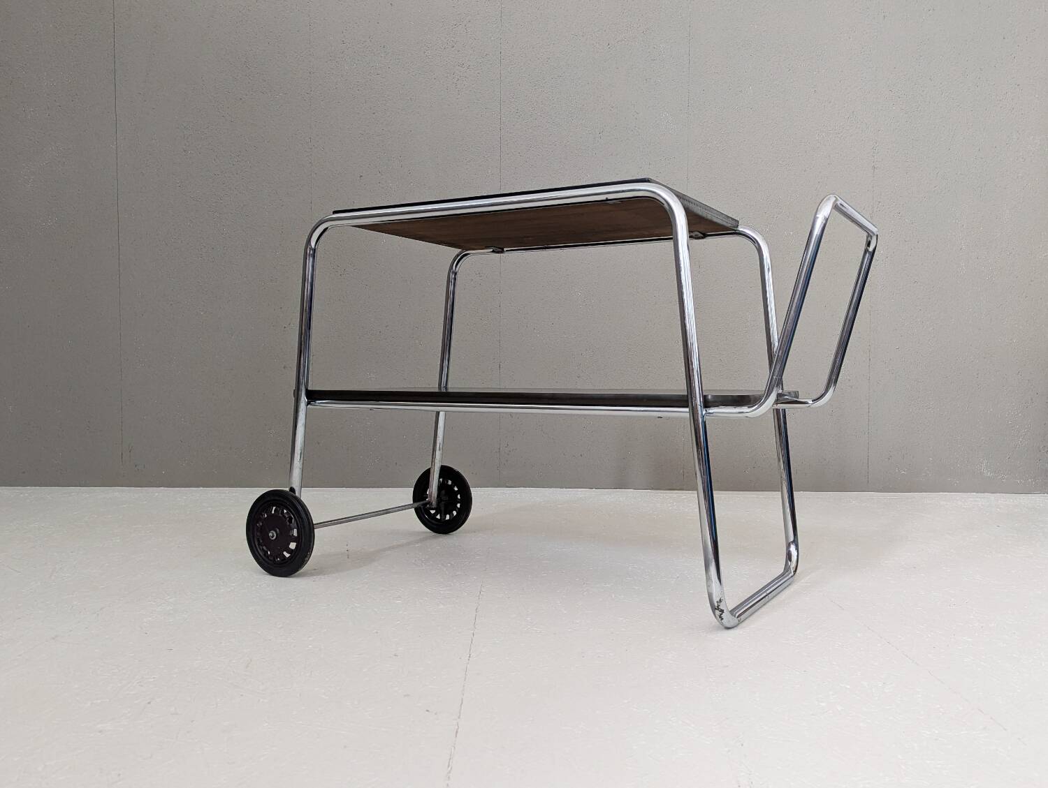 Bauhaus Tubular Steel Serving Cart by Robert Slezák, 1930s
