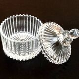 1960s pot with lid (fleur de sel..) ribbed transparent glass