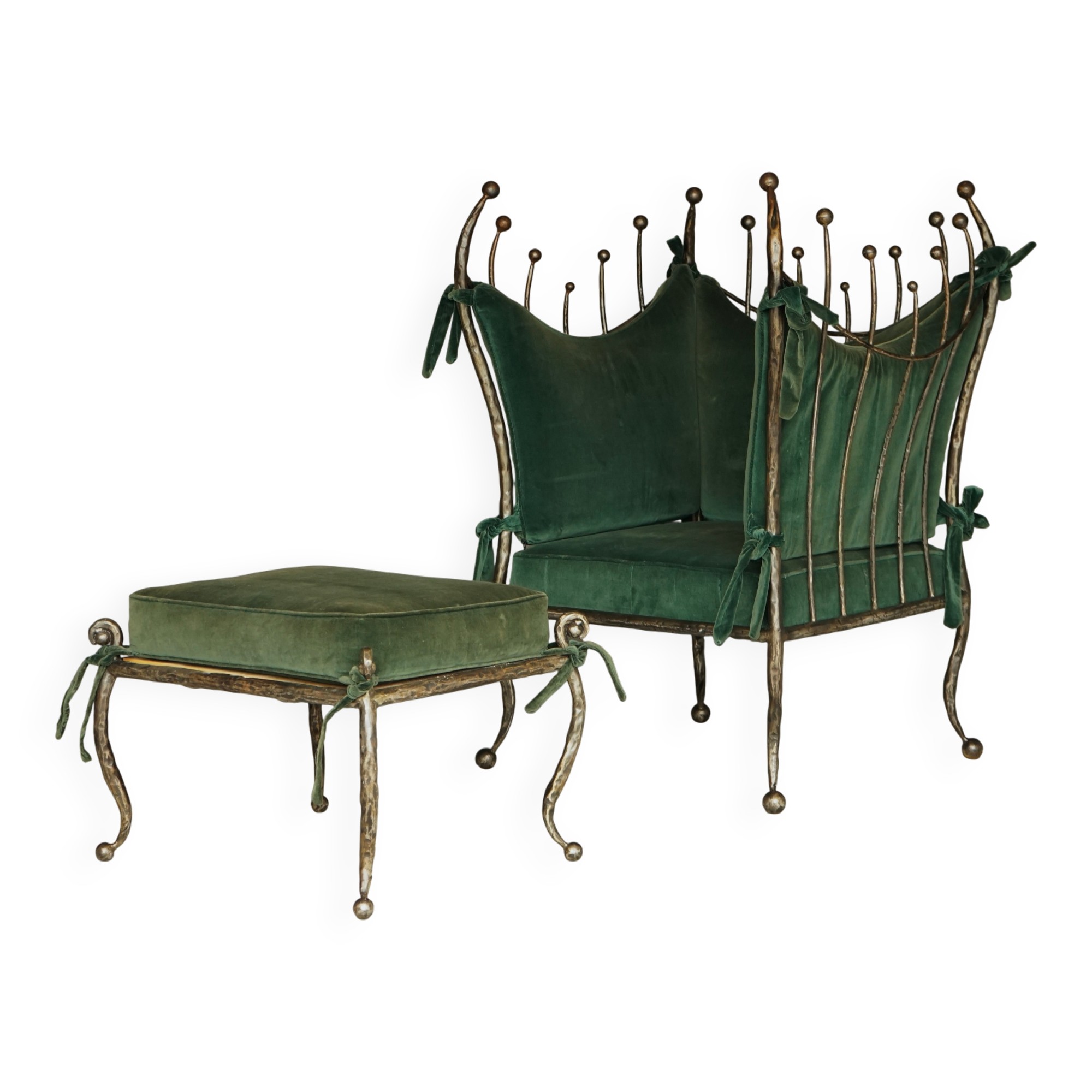 Postmodern Baroque style Armchair and Ottoman, 1980s