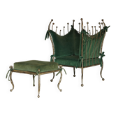 Postmodern Baroque style Armchair and Ottoman, 1980s