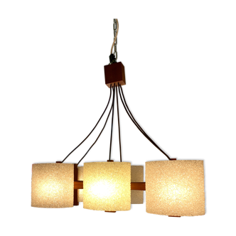 Scandinavian teak and perspex chandelier