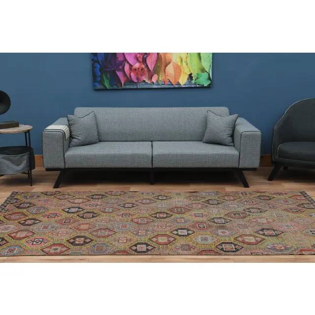 1970s Vintage Turkish Oushak Handmade Colorful Runner Rug 145x243