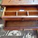 Console, side desk or dressing table in wood with marquetry top and 2 drawers