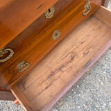 Restoration period walnut chest of drawers with a scroll handle