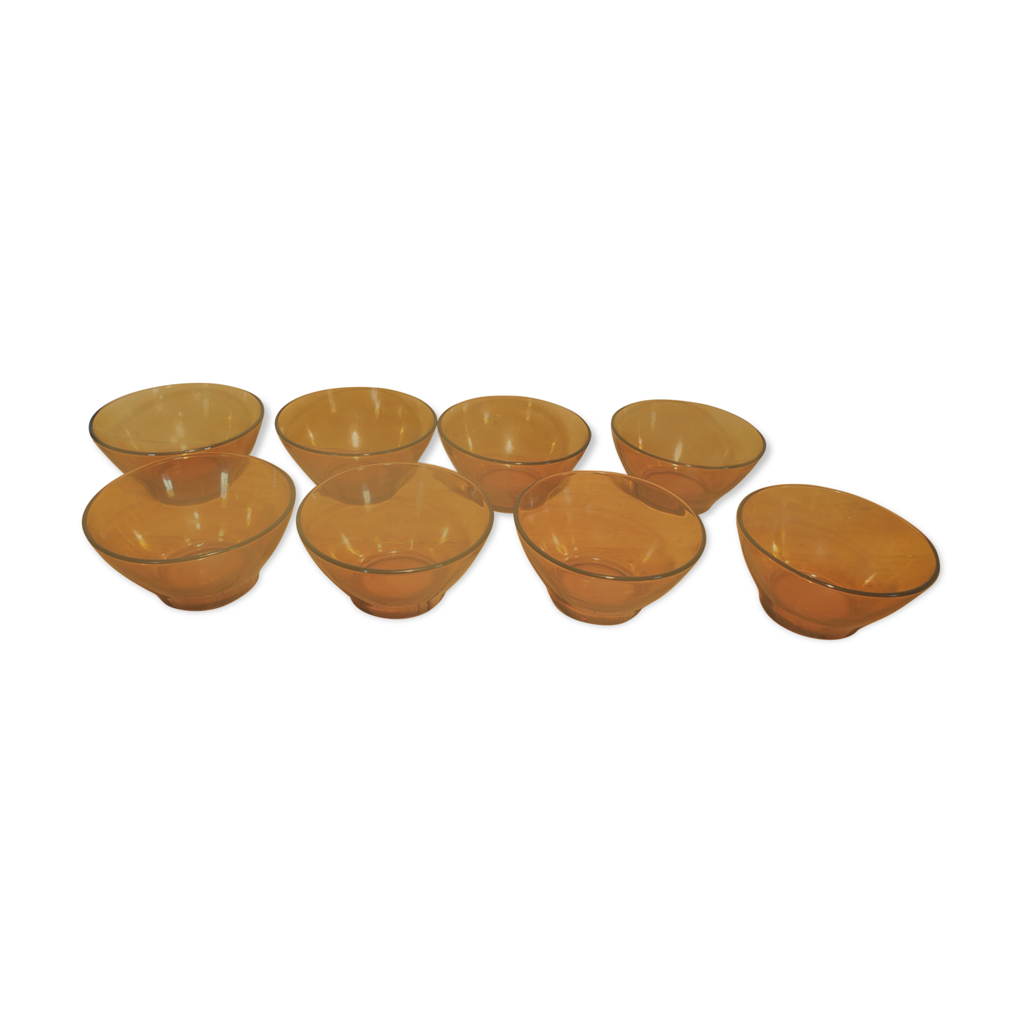 Series of 8 70's amber bowls