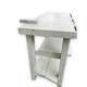 Light blue painted wooden workbench