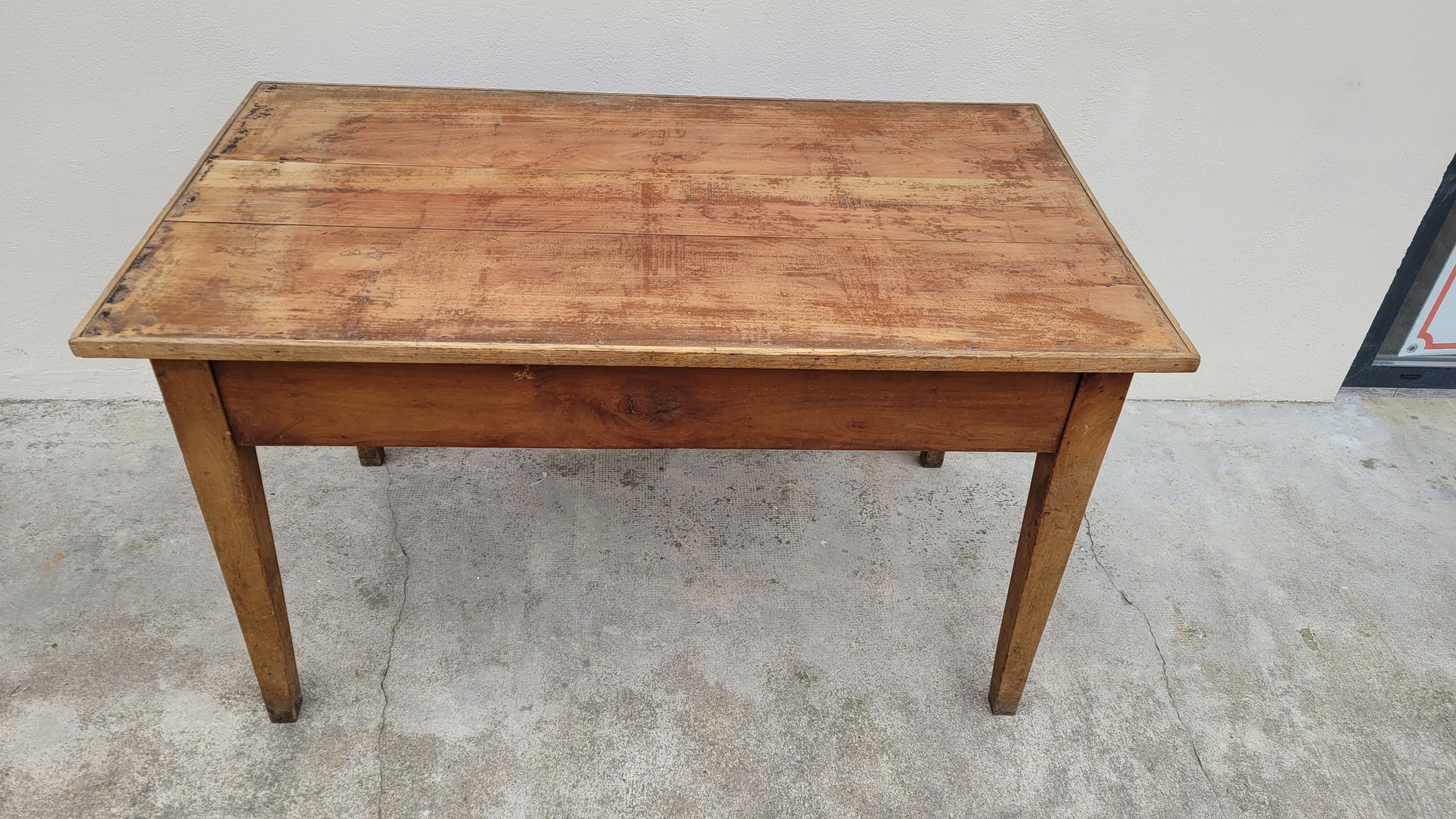 Farmhouse table in fruit tree 2 drawers period 1900 -1m27