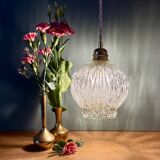Vintage globe pendant light in molded glass