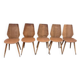 (Lot) 5 vintage wooden chairs attributed to Baumann (to be restored)