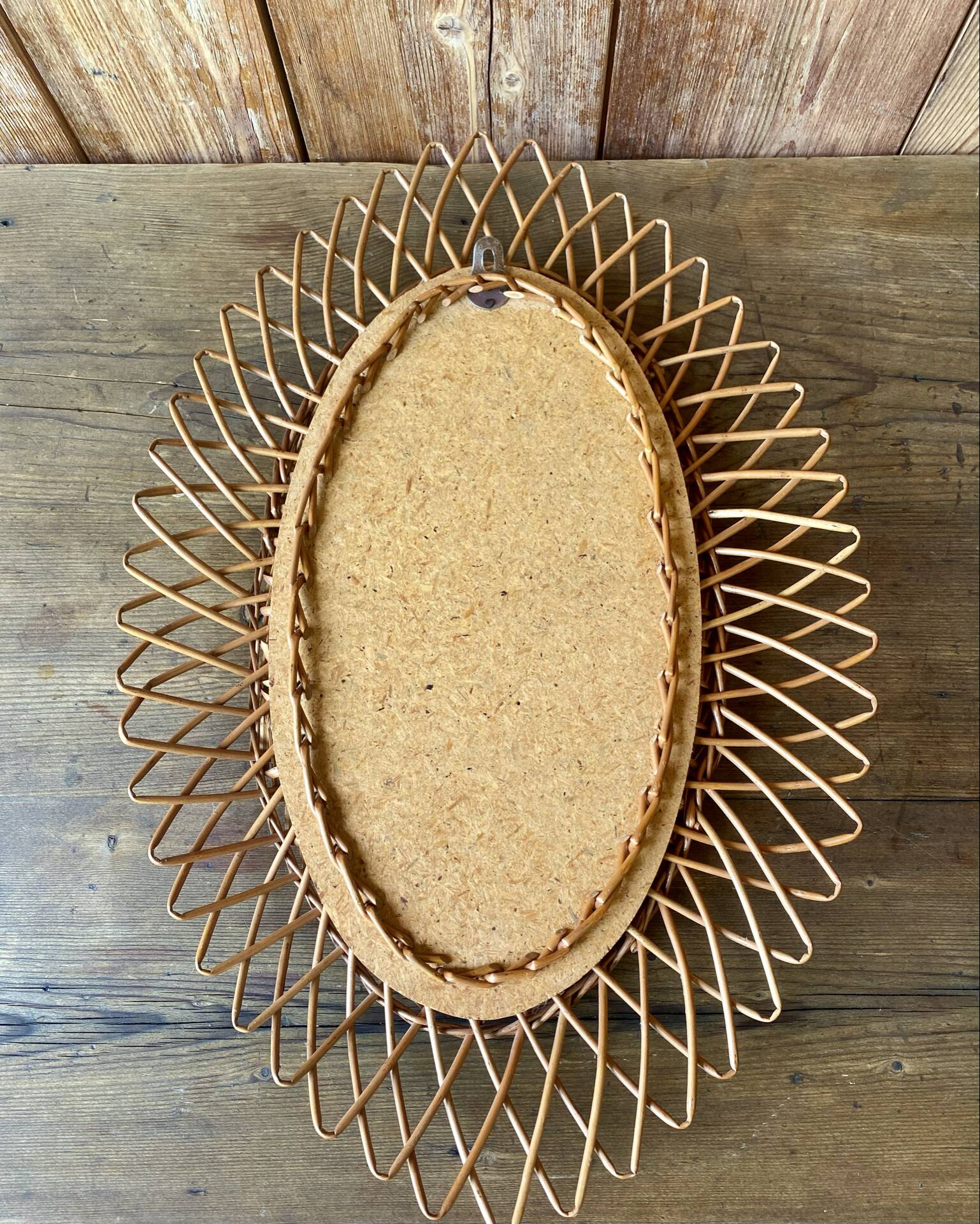 Vintage oval rattan mirror 57x40
