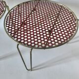 2 table plant-holders tripod red perforated sheet metal