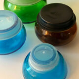 6 vintage colorful jars