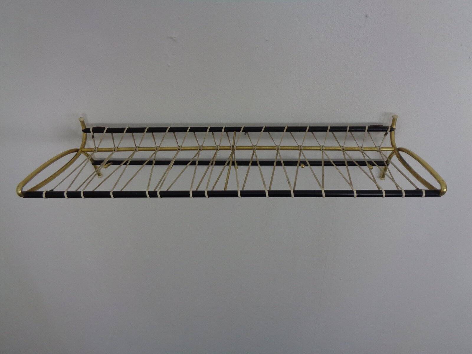 Vintage German wall coat rack with hat rack, 1950s