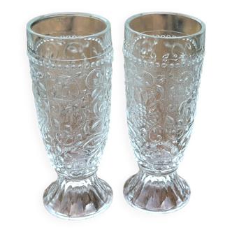 Genuine Czechoslovakian Bohemian engraved stemmed glass