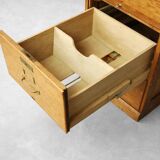 Vintage Industrial English Oak Filing Cabinet with Drawers, 1920s