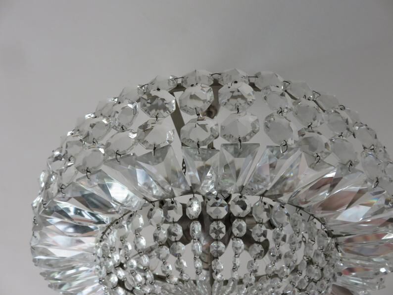 Lustre "Palwa" 6 fires in nickel brass and 60s crystal
