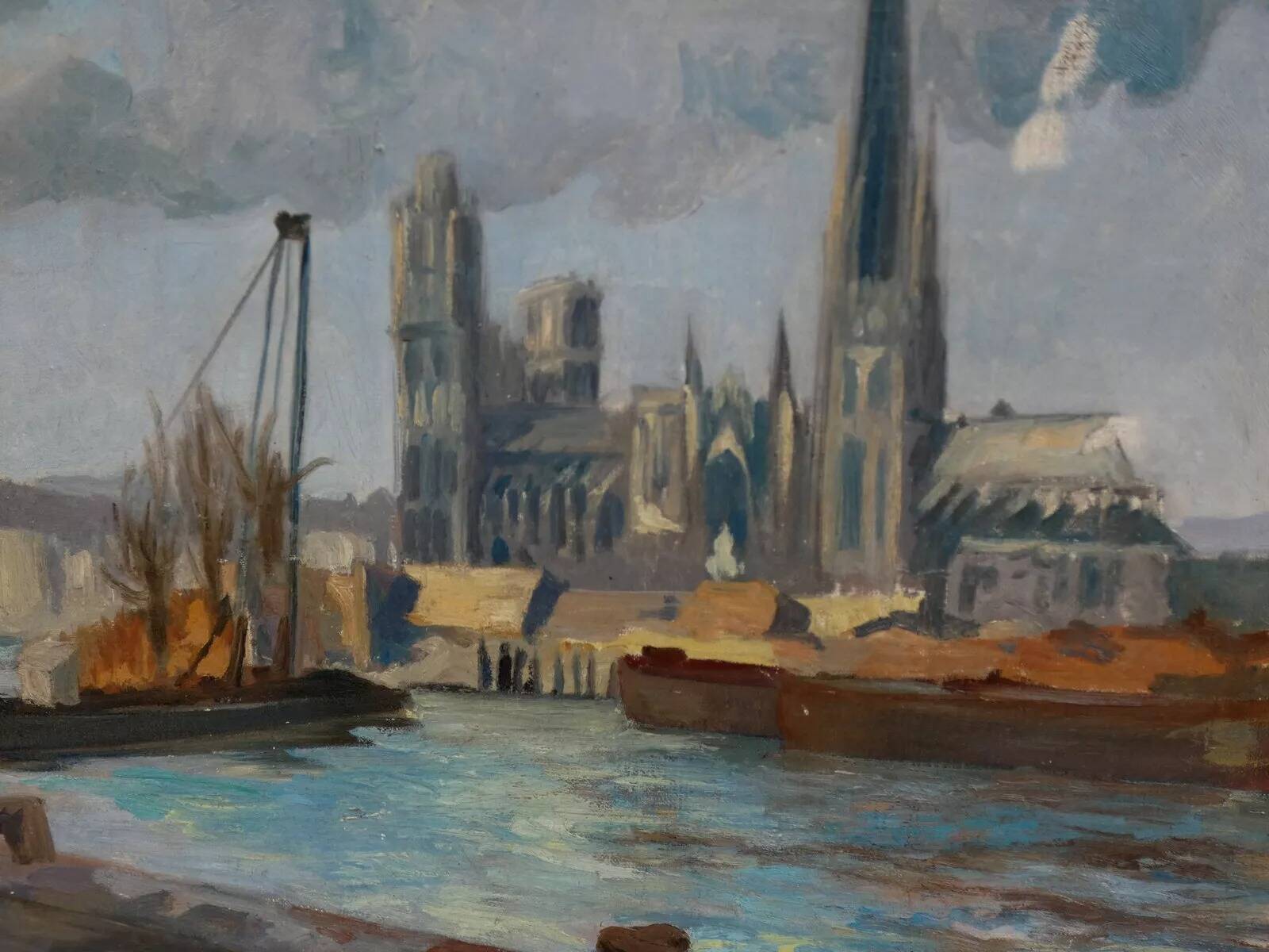 Original Oil Painting on Canvas of  Cathedral and the River