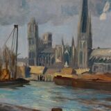 Original Oil Painting on Canvas of  Cathedral and the River