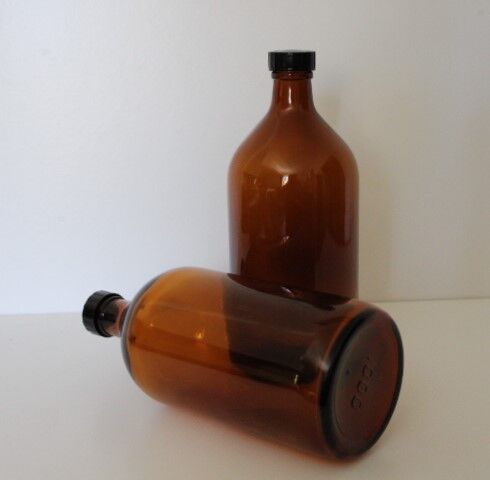Amber pharmacy bottles 60s